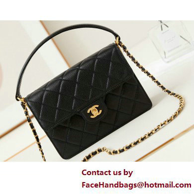 Chanel Grained Calfskin  &  Gold-Tone Metal Flap Bag with Top Handle Black 2025